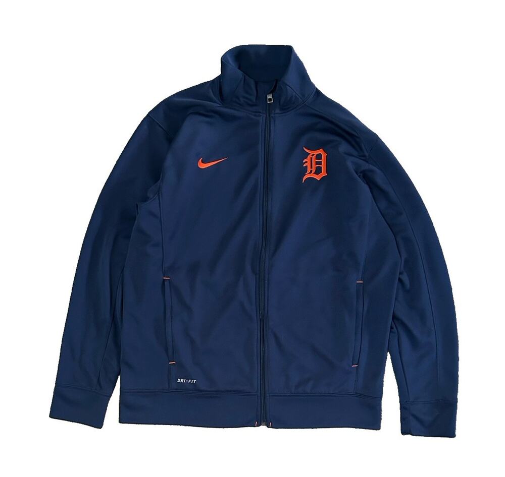 Nike Dri-fit Detroit Tigers MLB Embroidered Blue Men’s Full Zip Jacket Large